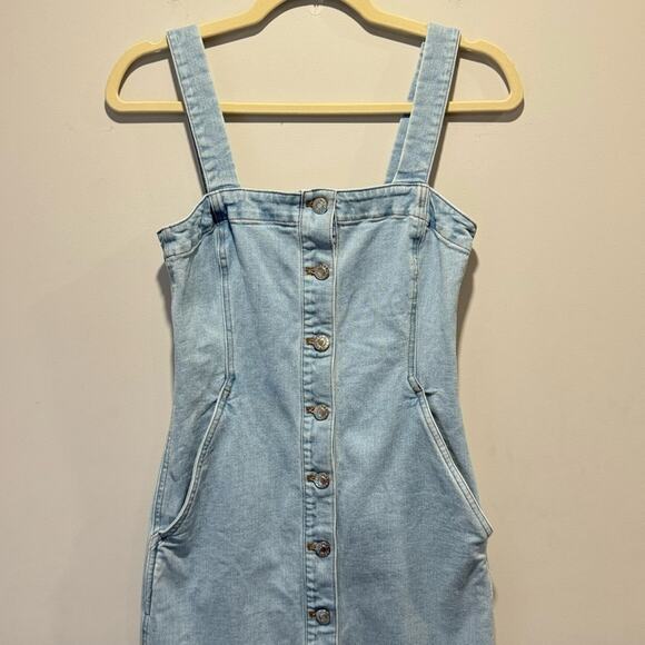 Club Monaco Denim Button Down Fitted Silhouette Vest Dress Pockets Stretch Sz 0 - Picture 4 of 15